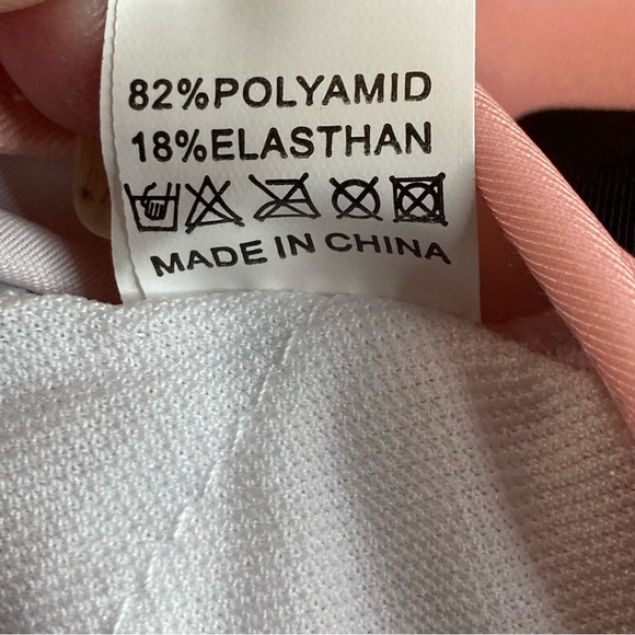 1 pc women’s swimsuit plunging neckline pink with black polka dot & unicorn NWOT - Picture 5 of 9